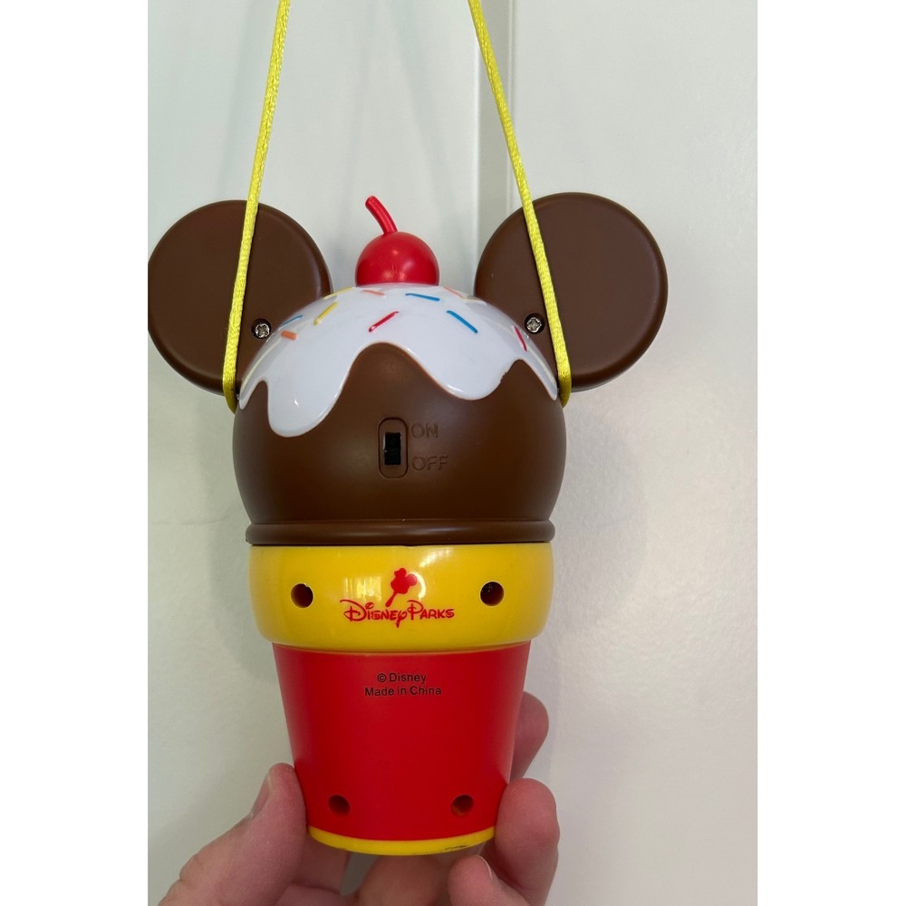 Disney Parks Mickey Mouse Ice Cream Sundae Cooling Fan Lanyard Souvenir Toy